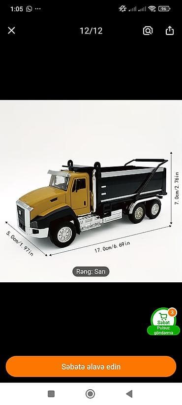 maşın satışı: Məhsul: MAX METAL Collection yükdaşıyan dump truck oyuncağı - — 1