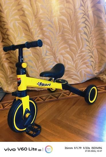 ev turniki: Uşaq üçtəkərli velosipedi – “Sport” modeli - Rəng: sarı-qara - — 3