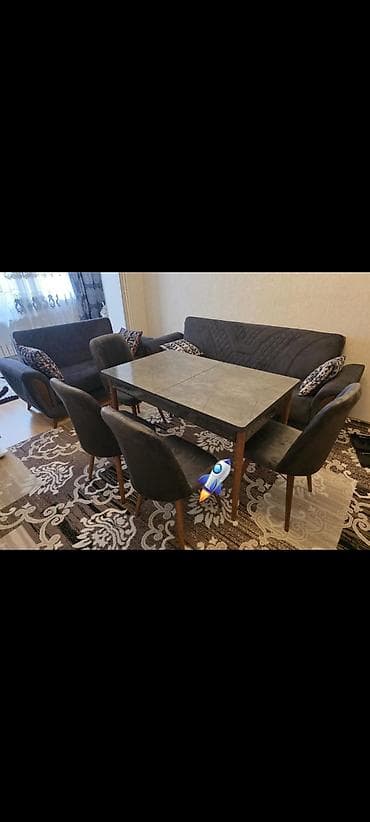 Qonaq otağı üçün, Dördbucaq masa, 4 stul