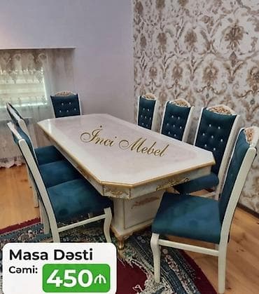 Qonaq otağı üçün, Yeni, Açılmayan, Dördbucaq masa, 6 stul — 1