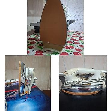 Elektrikli ütü - Korpus: parlaq metal gövdə və krem rəngli