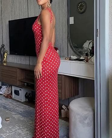 Qırmızı ağ xallı maxi don - Rəng və naxış: Parlaq qırmızı fon
