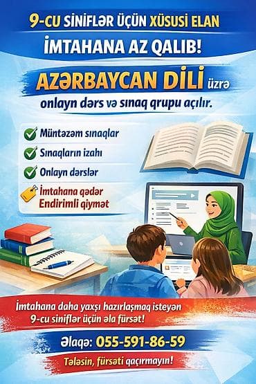 9-cu siniflər üçün Azərbaycan dili üzrə onlayn dərs və sınaq qrupu