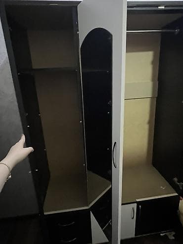 balkon dolab: Üç qapılı geyim dolabı - Rəng: qara-ağ kombinasiyası - Ön paneldə tam — 2