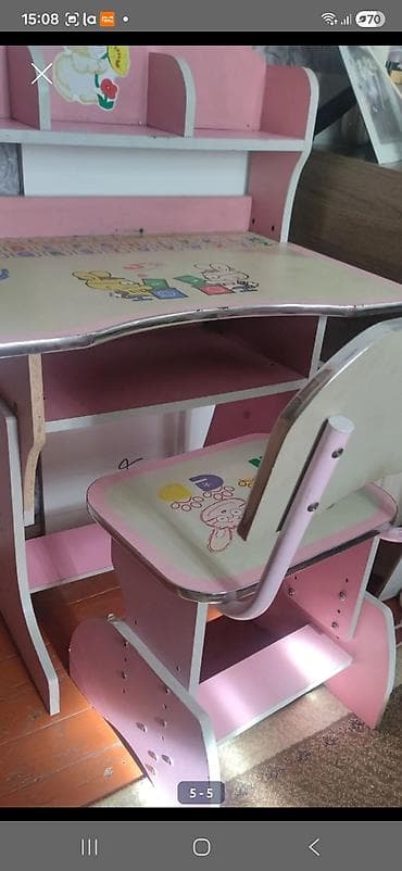 taxta stol stul satiram: Uşaq üçün yazı masasının və stulun dəsti - Rəng: çəhrayı-ağ - — 4