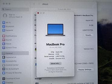 2 ci el komputer: İşlənmiş Apple MacBook, 13.3 ", Apple M2 Pro, 256 GB, Ünvandan götürmə, Ödənişli çatdırılma, Rayonlara çatdırılma — 9
