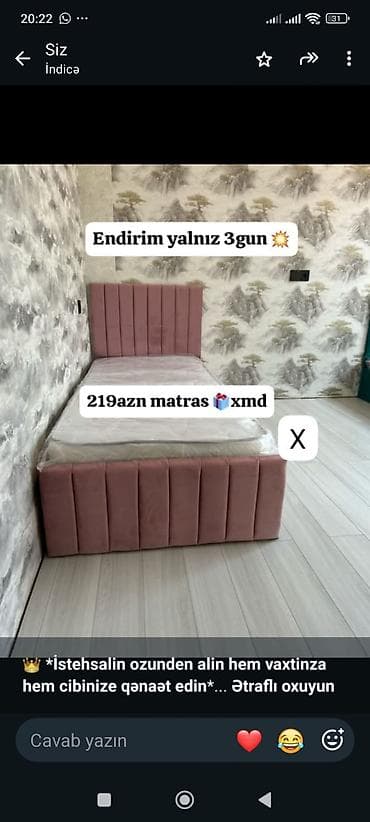 matraslar: Tək nəfərlik çarpayı və matras dəsti - Zərif pudra rəngli, yumşaq — 1