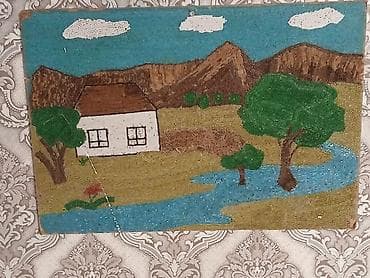 07 sekilleri profil ucun: Əl işi muncuq tablo – “Dağ mənzərəsi” - Texnika: miniatür muncuq — 2
