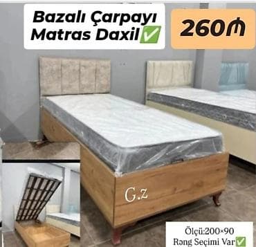 tek kravat gence: Bazalı tək nəfərlik çarpayı – matras daxildir. - Ölçü: 200×90 sm - Alt — 1