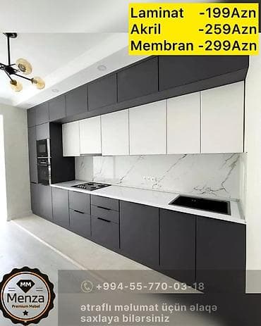 Mətbəx mebeli – müasir minimalist dizayn - Ön panellər: laminat