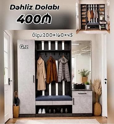 Dəhliz dolabı və üçqapılı şkaf dəsti 1) Dəhliz dolabı - Qiymət: 400₼ — 1