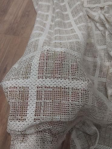 Şamlar: Tor şəffaf pərdə/parça – kətan, kvadrat naxışlı eni 3m =hün 2m yenidi — 1