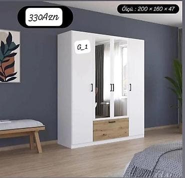 Məhsul: 4 qapılı paltar dolabı, güzgülü model (G_1) Ölçü: 200 × 160 ×