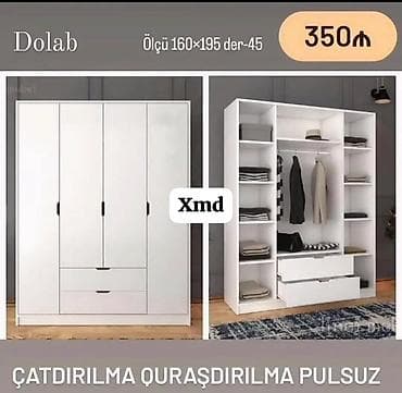 polka satilir: 4 qapılı, Siyirməli, Ağ, Açılan, Düz dolab — 1