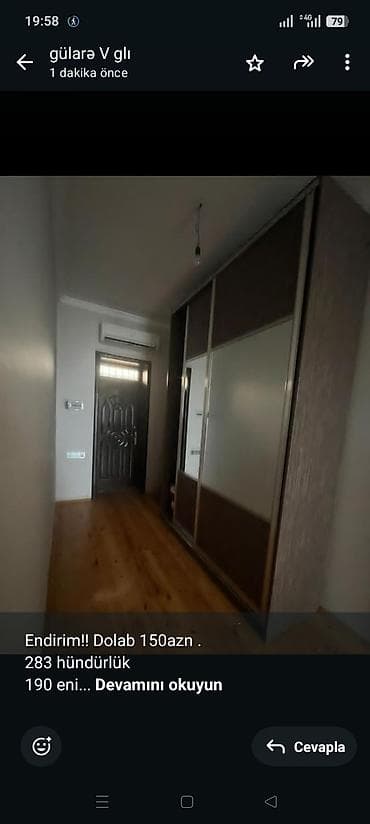 Endirim!! Dolab 150azn . 283 hündürlük 190 eni 50 dərinlik. Unvan