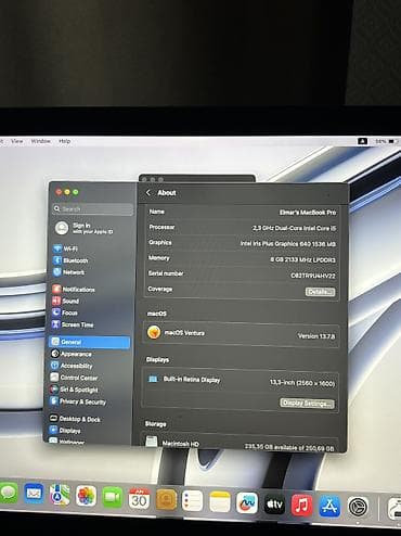 adapt: MacBook Pro 2017 A1708 8GB RAM, 256GB SSD. Batareya 647 cycle — 4