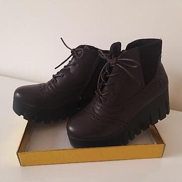 qadın bot: Platformalı botlar - Rəng: tünd qəhvəyi - Üst material: dəri effekti — 1