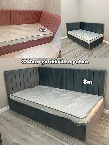 mini stol: Künc divan, Açılmayan, Bazalı, Vеlur parça, Pulsuz çatdırılma — 1