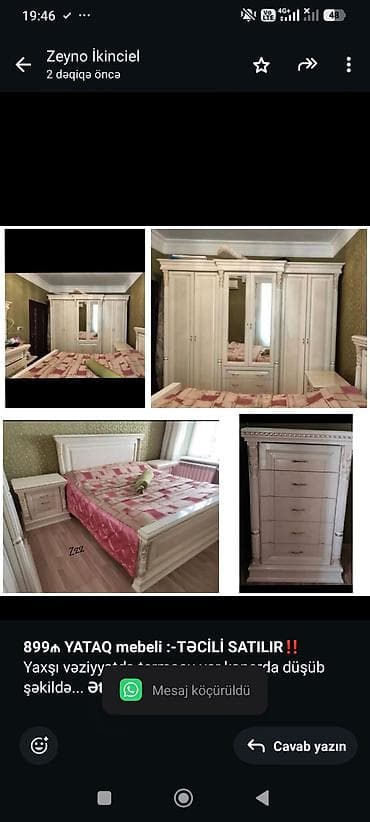 *899₼ YATAQ mebeli :-TƏCİLİ SATILIR*‼️ Yaxşı vəziyyətdə termosu var — 1