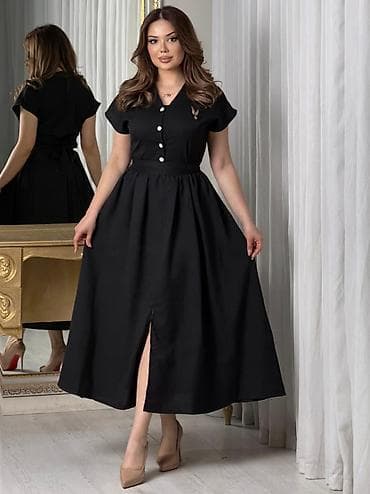 bel çanta: Qadınlar üçün zərif maxi don - Dizayn: V-yaxalı, qısa qollu, yuxarı — 5