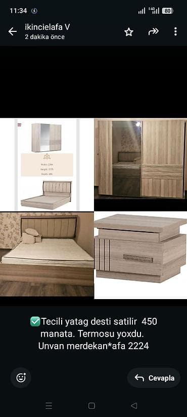 Ev və bağ: ✅Tecili yatag desti satilir 450 manata. Termosu yoxdu. Unvan — 1