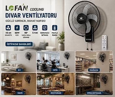 ventil: Prandtex Divar sərinkeşi 45sm 60W 5 Pərli . ❄️ Sərinlik artıq bir zəng — 2