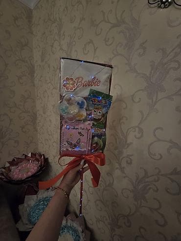 şeki: Uşaq üçün tematik “şirniyyat buketi” kompozisiyaları - Dairəvi əsasda — 3