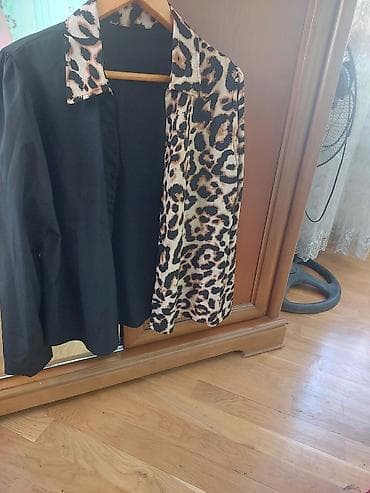 Qadın köynəyi – qara və leopard naxışlı dizayn - Üslub: Asimmetrik