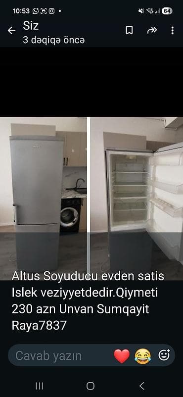 kamera dəsti: Altus soyuducu - Rəng: gümüşü - İki kameralı model: yuxarıda soyuducu — 1