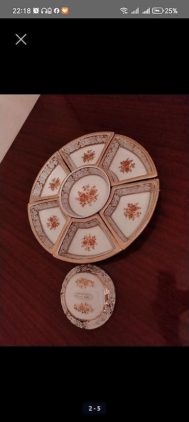 versace servis: Porselen servis dəsti – dövrəvi qəlyanaltı/suxarı qabı - Material — 2