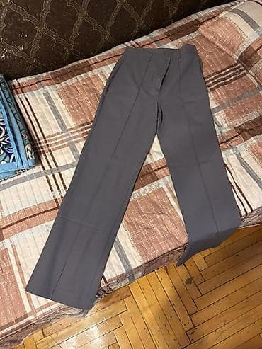 combat şalvar: Boz rəngli klassik şalvar - Model: düz kəsim, ütü bəndli ön tikiş — 1