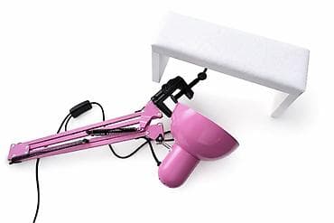 samdanlar ve saat: Manikür üçün stolüstü LED/halogen lampa – çəhrayı, qısqaclı, yaylı qol — 1