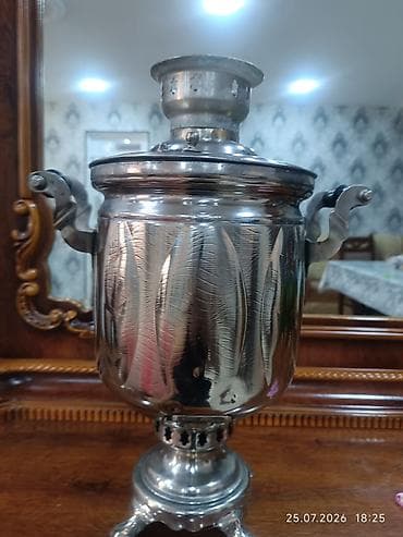 caydan caynik: Klassik metal samovar - Material: parlaq cilalanmış metal korpus - — 2