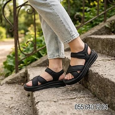 Личные вещи: Qadın üçün rahat gündəlik sandal - Rənglər: ağ və qara - Üst hissə — 2