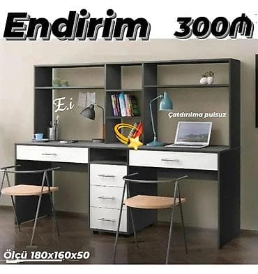 İki nəfərlik iş/oxu masası dəsti - Qiymət: 300₼ (Endirim) -