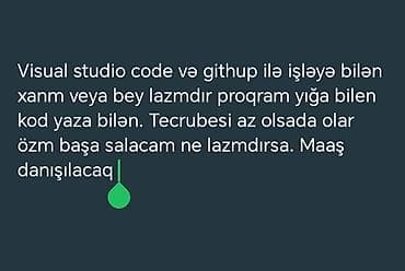 tib isi: İş elanıdır: Visual Studio Code və GitHub ilə işləyə bilən proqramçı — 1