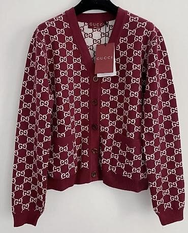 Gucci kardiqan – bordo rəngdə, ümumi monoqram GG naxışları ilə — 1