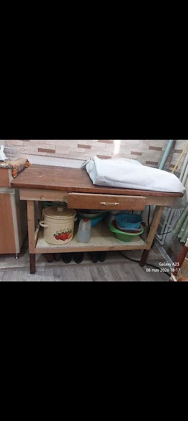 Mətbəx masası, Açılmayan, Taxta, Dördbucaq masa