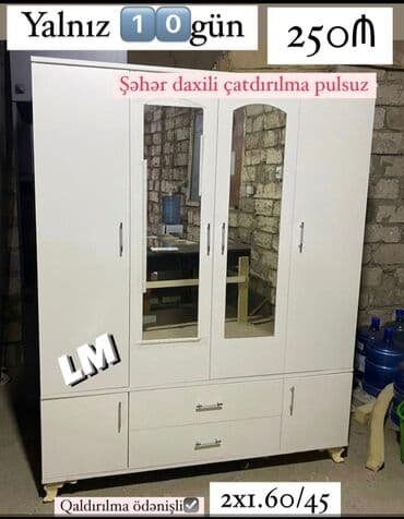 Dolablar: Yeni, Açılan, 3 qapılı Düz dolab, Qarderob, paltar dolabı, Azərbaycan — 1