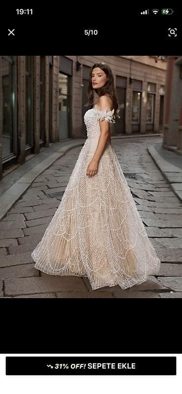 michael korse: Zərif gecə/libas – off-shoulder gəlinlik-stilində uzun don Ölçü M - — 4