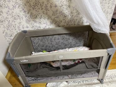 manej uşaq ucun: Kidilo uşaq çarpayısı / maneyaj (playpen) - Rəng: boz - Şəbəkəli yan — 1