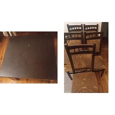 kiraye stol stul: Qonaq otağı üçün, İşlənmiş, Açılmayan, Kvadrat masa, 4 stul — 1