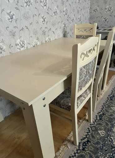 islenmis stol stullar: Mətbəx üçün, Açılmayan, Dördbucaq masa, 4 stul — 1