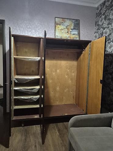 paltar iskafi: İşlənmiş, 3 qapılı, Qəhvəyi, Taxta, Açılan, Düz dolab — 2