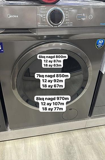 Paltaryuyan maşın Midea, 8 kq, Avtomat, Qurutmasız, Kredit var, Rayonlara çatdırılma