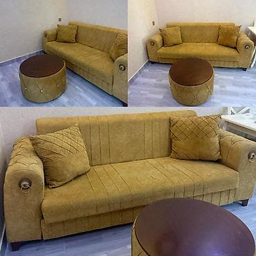Divan satılır pufiklə birlikdə 160₼. Açılır bazası var.Ünvan