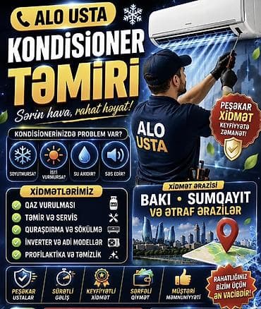 kondisioner servis: Təmir, Split kondisionerlər, Təmizləmə, Zəmanətlə — 1