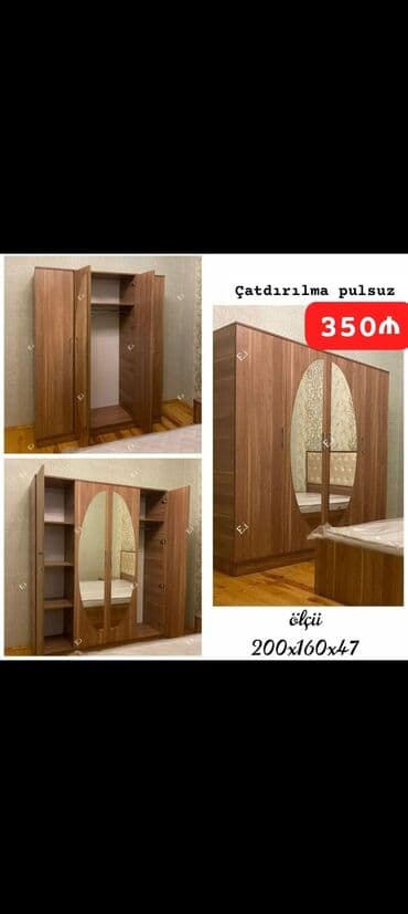 ikinci əl şkaf: Yeni, 4 qapılı Düz dolab, Dolab-asılqan — 3