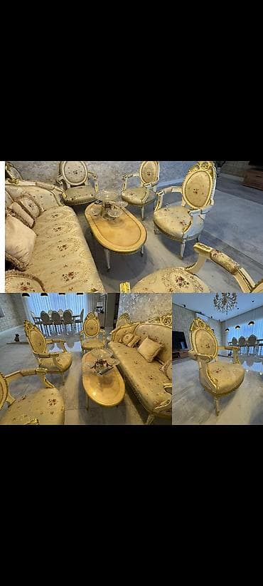 İşlənmiş, Klassik divan, 4 kreslo, Bazasız, Açılmayan