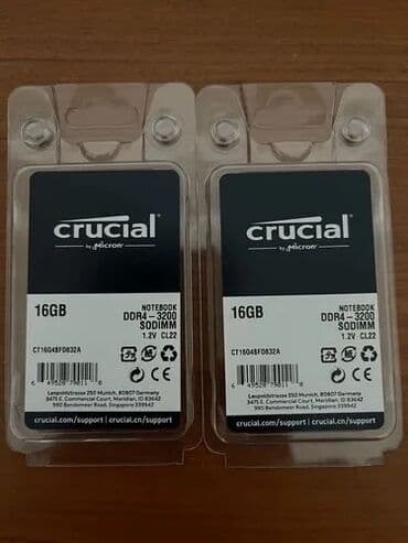 Digər ehtiyat hissələri: Operativ yaddaş (RAM) Crucial, 16 GB, 3200 Mhz, DDR4, Noutbuk üçün, Yeni — 1